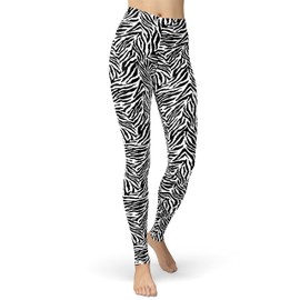 Women's Leopard Printed Leggings Animal Skin Brushed Buttery Soft Tights (Medium, Zebra Skin)