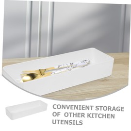 Operitacx 3 x Drawer Spoon Organiser Kitchen Organiser Cutlery Drawer Cutlery Divider Cutlery Tray Cutlery Organiser Worktop Cutlery Holder Pet White