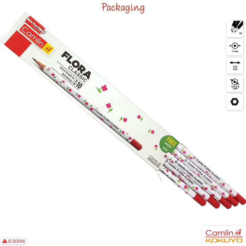 Camlin KOKUYO Flora Classic Dark Smooth - 10 HB Pencils