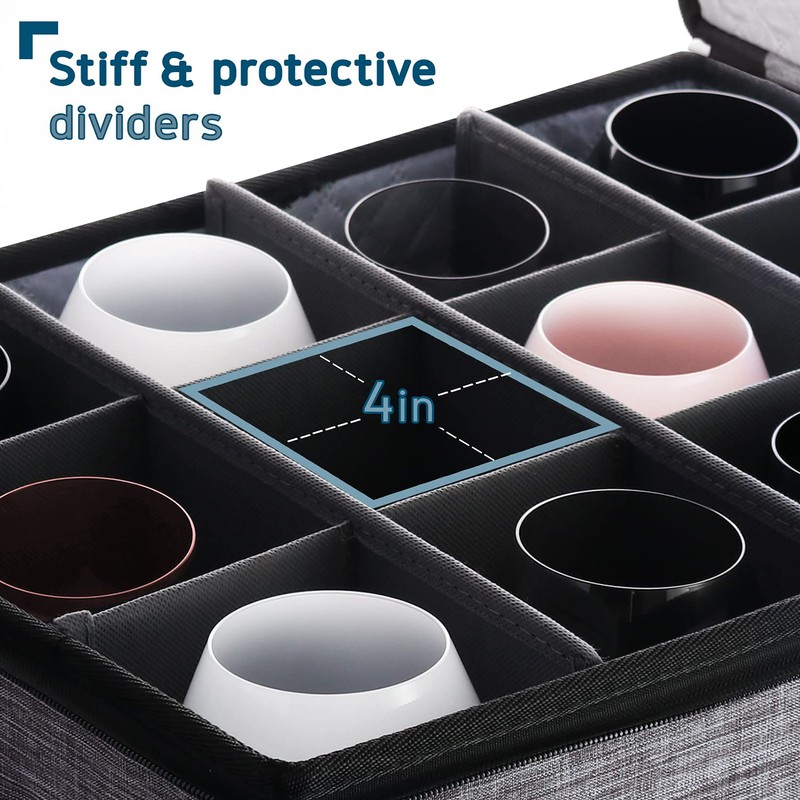 Wine Glass Storage Box with Dividers, 2 Pack Stackable Stemware
