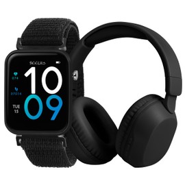 Tikkers Smart Series 13 - Black Easy Release Fabric Strap Smart Watch & Headphone Set TKS13-0033-SET