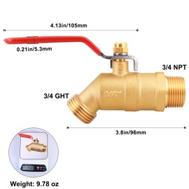 UNWAVER Garden Hose Full Flow Faucets Heavy Brass Bibb 3/4" Male NPT inlet Connection with Male GHT water hose outlet(3/4 inlet Long Handle 1PCS)