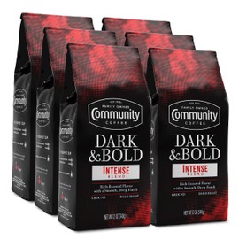 Community Coffee Dark & Bold Intense Blend Ground Coffee, Dark Roast, 12 oz Bag (Pack of 6)