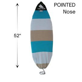Tidal Wake TAG-IT –52" Pointed Nose Surf & Wake Board Sock - Soft Wakesurf/Wakeboard Bag with Built-in Name Tab, Customizable Wake Surfboard/Wakeboard Cover Protects Your Board Teal-Cream-Taupe
