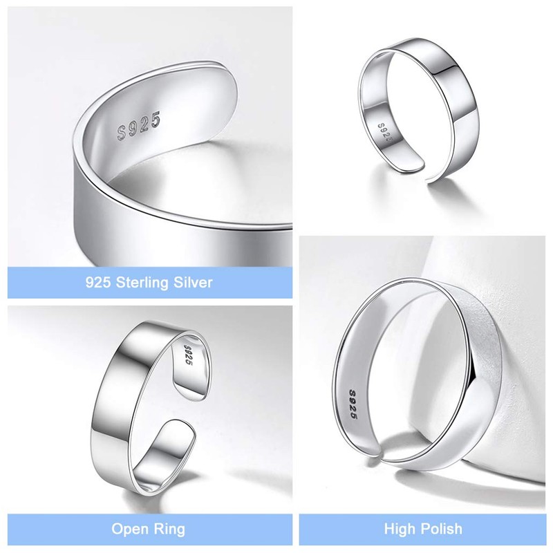 Stackable Silver Rings for Female, Plain Silver Dainty Band Finger