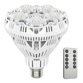 SANSI Dimmable Grow Light Bulb Full Spectrum, High PPFD 30W Grow Bulb (450 Watt Equiv) with Remote, Auto On Off Timing 4 8 12 Hrs, Energy Saving Plant Light Bulb with E26 Base for Indoor Plants
