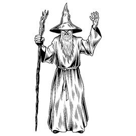 SP12736 Wizard Merlin Staff Magic Fantasy Rings Lord Illustration Cardboard Cutout Standup Standee