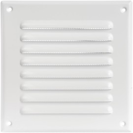 ECOPRO VENT Square Ventilation Grille / 5" x 5" Inch Inside Measurement/White Metal Air Vent Louver - Inside/Outside use / 6.5" x 6.5" Inch Outer Measurement