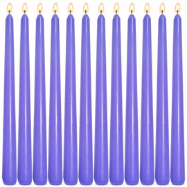 12-Pack Soft Lavender Purple Taper Candles, 10 Inch Unscented Dripless Candlesticks, Long-Lasting Burn Time of 6-7 Hours, Perfect for Home Décor, Weddings, and Events