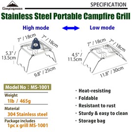 Campingmoon MS-1001 Portable Campfire Grill
