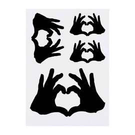 4 x 'Heart Hands' Temporary Tattoos - Water Resistant, Skin-Safe, Non-Toxic Transfers, Mixed Sizes (TO00067052)