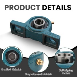 1 Pcs UCP205-16 Pillow Block Bearing, 1 inch Bore, 2 Bolt Mounted Bearing Units, Cast Iron Base, Self Aligning, Heavy Duty Industrial Grade