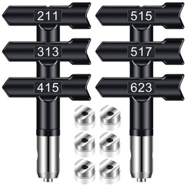Gyfent Spray Tips, 6Pcs Airless Paint Sprayer Tips Reversible Spray Tips for Airless Paint Sprayer Machine Spray Paint Nozzles for Airless Paint Spray Guns House Painting DIY (211 313 415 515 517 623)
