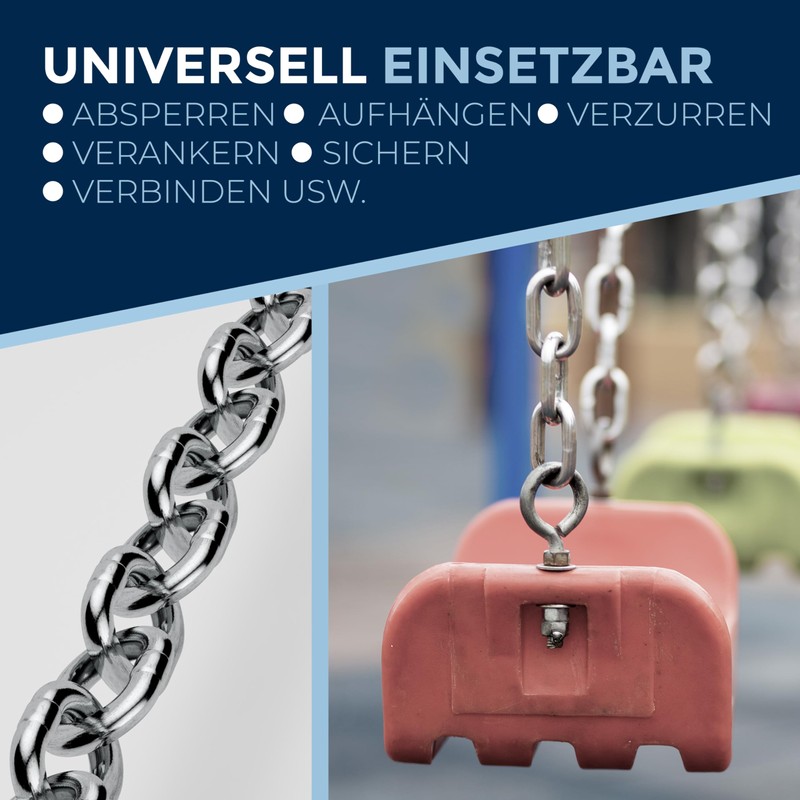 3 Pieces 100-cm = 1-Meter 3-mm Thick Stainless Steel Chain