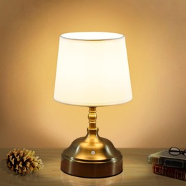 Byoolifele Small Lamp, Cordless LED Table Lamp with Dimmer，4500mAh Rechargeable Lamp，3-Level Brightness,Patio, Bedside, Restaurant,Gold.