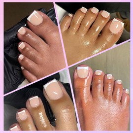 Lifextol 216PC Press on Toenails for Women Fake Toe Press on Nails French Tip Toe Nail Press ons with Sticky Tabs, 12 Size Fake Toenails Press ons Acrylic Toe Nail Tips Kit White Press on Toe Nails-A