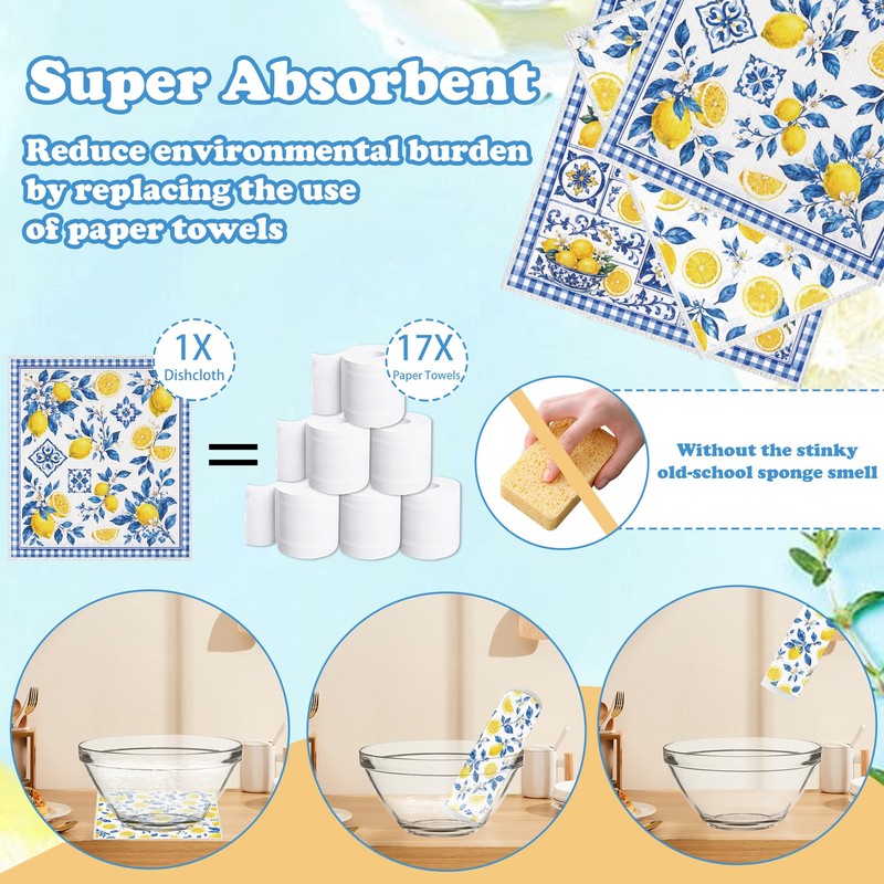 Swedish Dishcloths for Kitchen 6 Pack