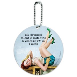 Talent Watching 5 Years TV in 1 Week Round Luggage ID Tag
