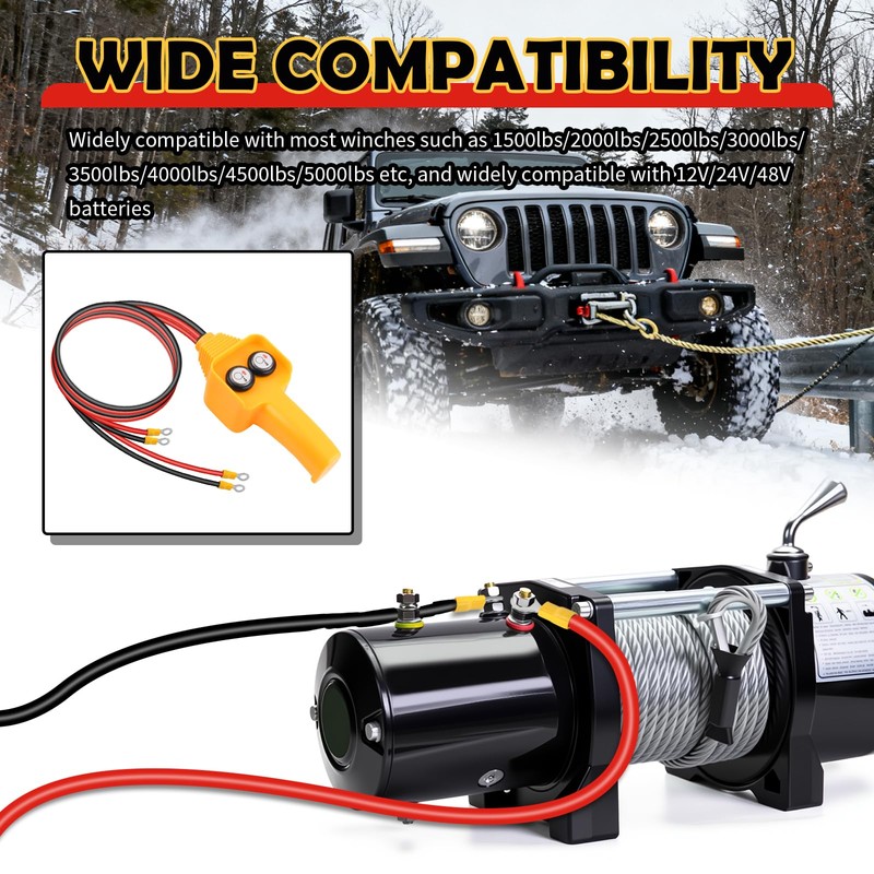 wedfish Winch Remote with Cables,Manual Push Button Winch Controller with