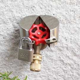 Outdoor Faucet Lock with Padlock Water Spigot Lockout Device Suitable for Garden Hose Bib Water Valve Childproof,Prevent Water Theft and Unauthorized Use of Water, Stainless Steel
