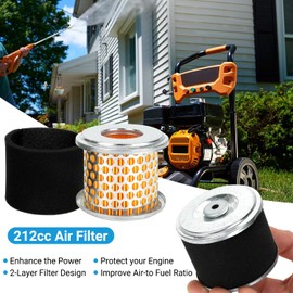 EOPOAYI 212cc Air Filter Kit Compatible with Predator 212 Gas Powered Engine Pressure Washer Onewash 6602 6590 6470 6924 3100Psi 2500Psi 3600Psi Speedwash 0J88870129 Accessories Parts 2 Pack
