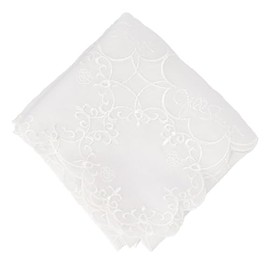 Jill Stuart 09101501 Handkerchief Women's Embroidered Handkerchief, Mosaic Pattern, white