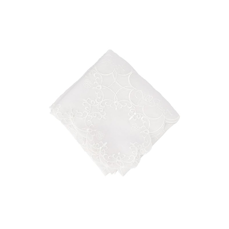 Jill Stuart 09101501 Handkerchief Women's Embroidered Handkerchief, Mosaic Pattern, white