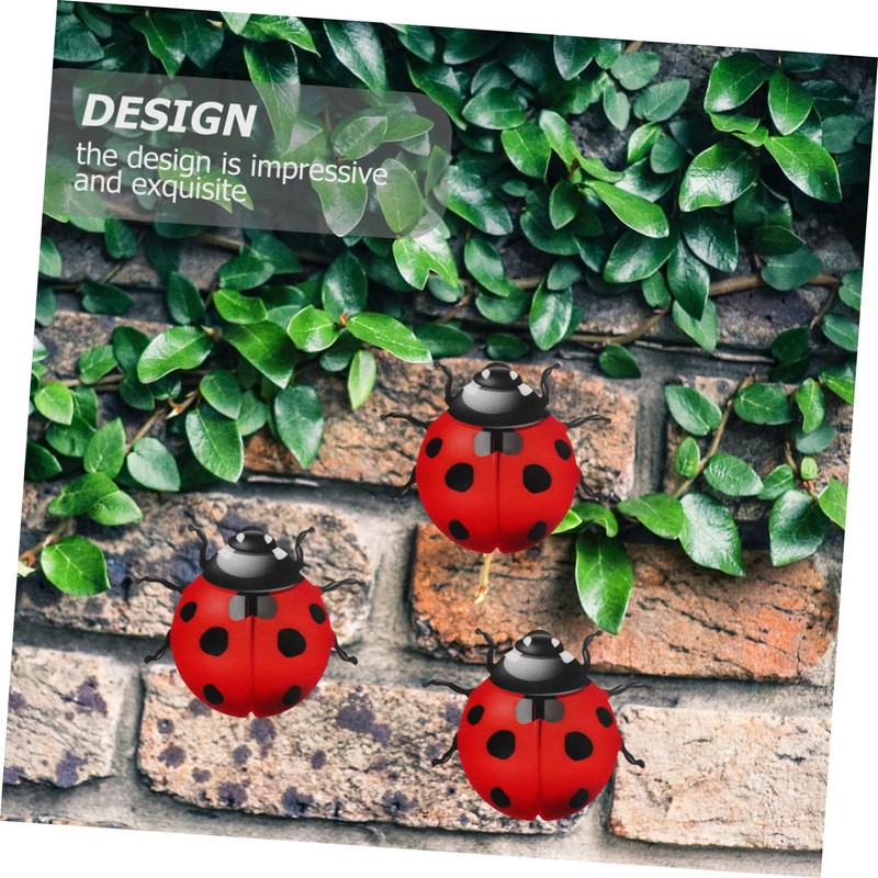 Kichvoe 4pcs Ladybug Wall Sculpture Spring Decor Metal Ladybug Garden