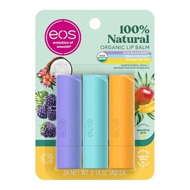 eos Bálsamo labial de karité natural - Acai Mora, Coco Fresco, Néctar de Mango, bálsamo labial eos, Humedad Todo el Día, Cuidado Labial, Manteca de Karité, Hidratante, 0.14 oz, 3 Bálsamos en Barra