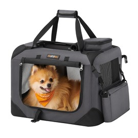 Feandrea Transportín para Gatos y Perros, Plegable, Portátil, Tela Oxford, Malla Transpirable, Marco de Acero, con Asas y Bolsillos, 50 x 35 x 35 cm, 