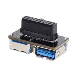CY Dual USB 3.0 A Type Female to Motherboard 20/19 Pin Box Header Slot Adapter PCBA Flat Type