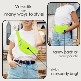 MAXTOP Large Fanny Pack Crossbody Bags for Men Women, Stylish Neno Green Belt Bag Waist Pack Travel Bag Passport Holder for Outdoors Sports Hiking Cycling Jogging,Best Runner Gift