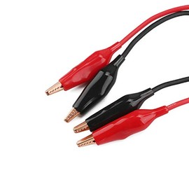 Aoowei Double-ended Alligator Clip Cable Insulated Wire Multimeter Test Leads Set Alligator Clip Clamps (Black & Red) 2Pcs