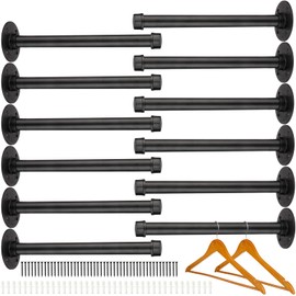 Hoteam Set of 12 Industrial Pipe Shelf Brackets Black Iron Metal Wall Mounted DIY Shelving Rustic Pipe Wall Bracket Hanging Brackets for Floating Shelves Clothing,Hardware Included(12 Inch)