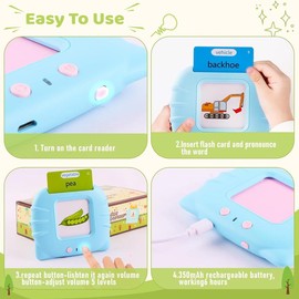 Talking Flash Cards Speech Training Toys With 224 Sight Words ,Learning Cards Interactive Sensory Toys, Educational Learning English Birthday Gifts For Boys Girls:_Pink