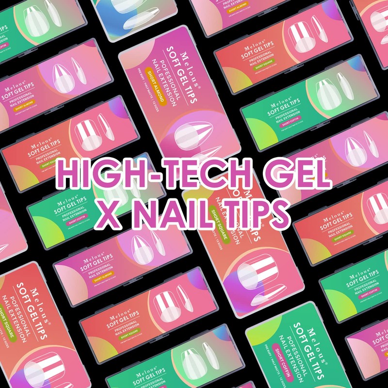 Short Square Soft Gel Nail Tips, Melous 240PCS Pre Buff