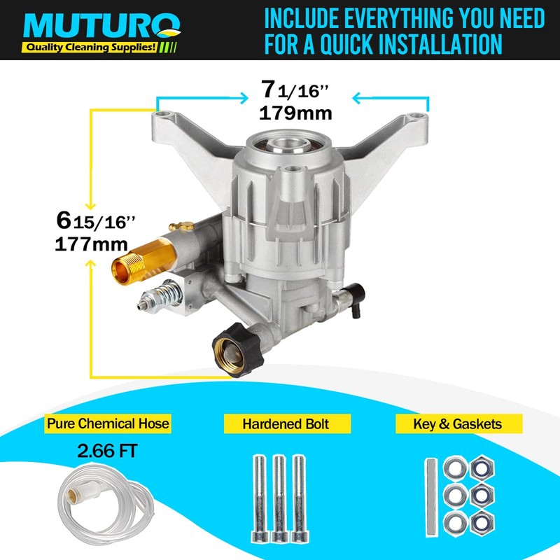 MUTURQ Vertical Pressure Washer Pump 7/8" Shaft, 3000 PSI, 2.5