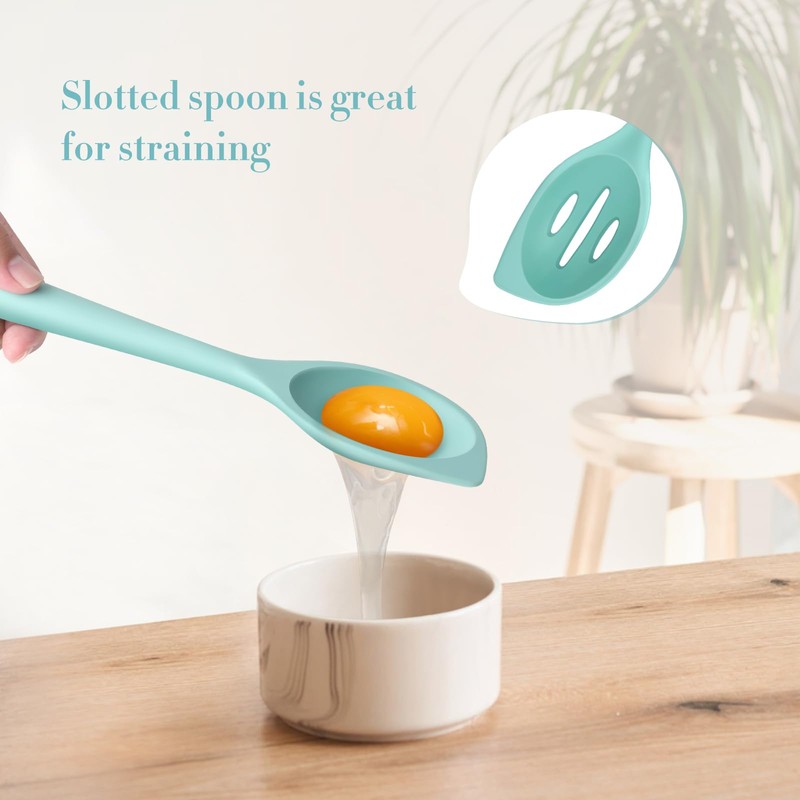 Armrouns Silicone Corner Spoon Slotted, Heat Resistant Rubber Spoonula for