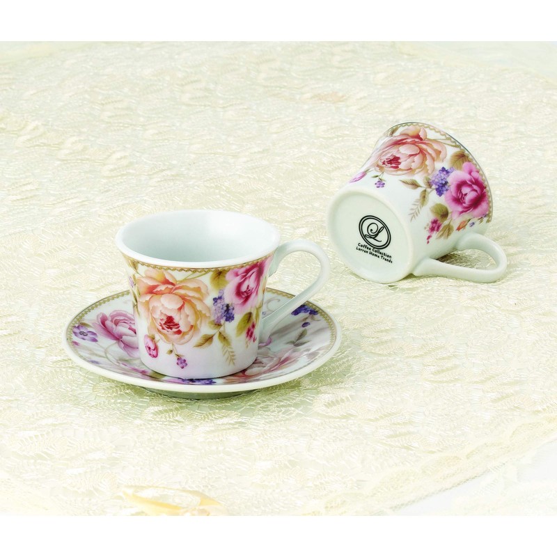 Lorren Home Trends 80-5678 Cups and Saucers, One Size, Pink