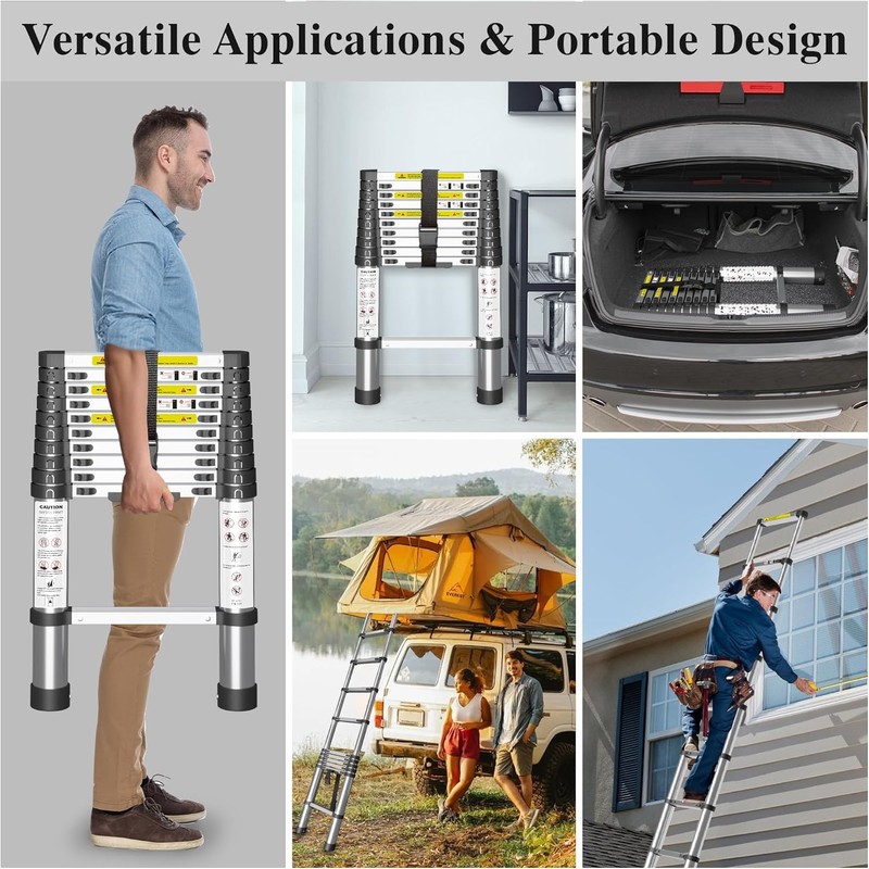 Adjustable Retractable Telescopic Collapsible Telescoping Ladder Extension - 10.5 FT