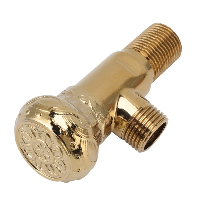 Angle Stop Valve Gold Antique Full Copper Carving Thicken Cold