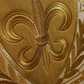 Avigers 20 x 20 Inch Shield Embroidery Velvet Cushion Cover Luxury European Pillow Case Pillowcase Home Decorative for Sofa Chair Bedroom Throw Pillow, Beige