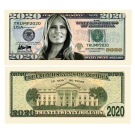 Melania Trump 2020 Dollar Bill Presidential MAGA Novelty Funny Money with Holder