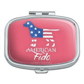American Fido Dog American Flag Rectangle Pill Case Trinket Gift Box