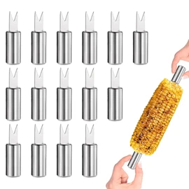 15 PCS Corn on The Cob Skewers, Stainless Steel Sweetcorn Holders for BBQ, Camping, Kitchen, Party, Durable Corn Cob Forks