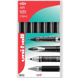 uni-ball AIR Micro - 0.5mm Fine Rollerball - UBA-188-M - In Gift Box Packaging (Pack of 6, Black)