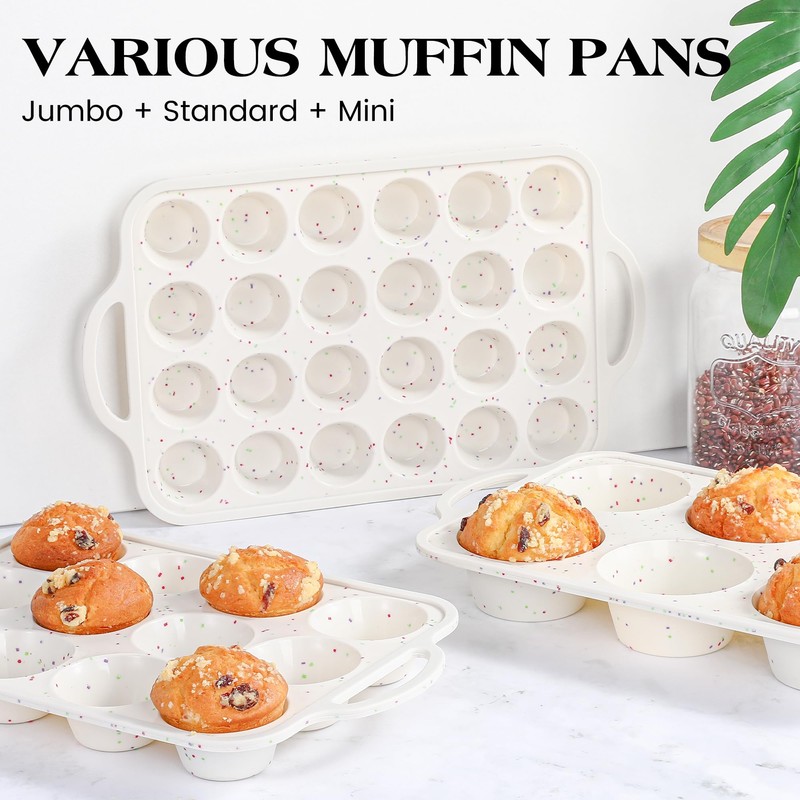 AOTASO 2 Pcs Mini Muffin Pans with Metal Reinforced Frame,
