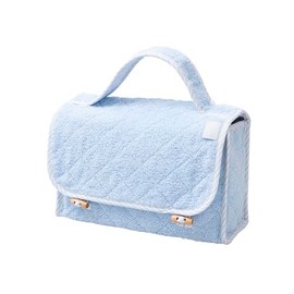 Filet - Cotton Terry Toiletry Bag with Waterproof Inner Lining | Wash Bag | Dim 28 x 17 x 10 cm | Made in Italy | Sky Blue Terry Cloth Toiletry Bag, Canopy, Quilted, Closure with, blue, Terry Cloth