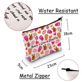 JXGZSO Peace Love Donut Junkie Shopping Bag Coffee Donuts Lover Gift Coffee Cosmetic Bag (Peace Love Drink Bag)