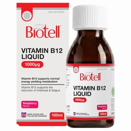 Vitamin B12 Liquid 1000µg – High Strength B12 Supplement – Supports Reduction of Tiredness and Fatigue – Energy and Immune System – Vegan and Vegetarian Friendly – Raspberry Flavour – 100ml